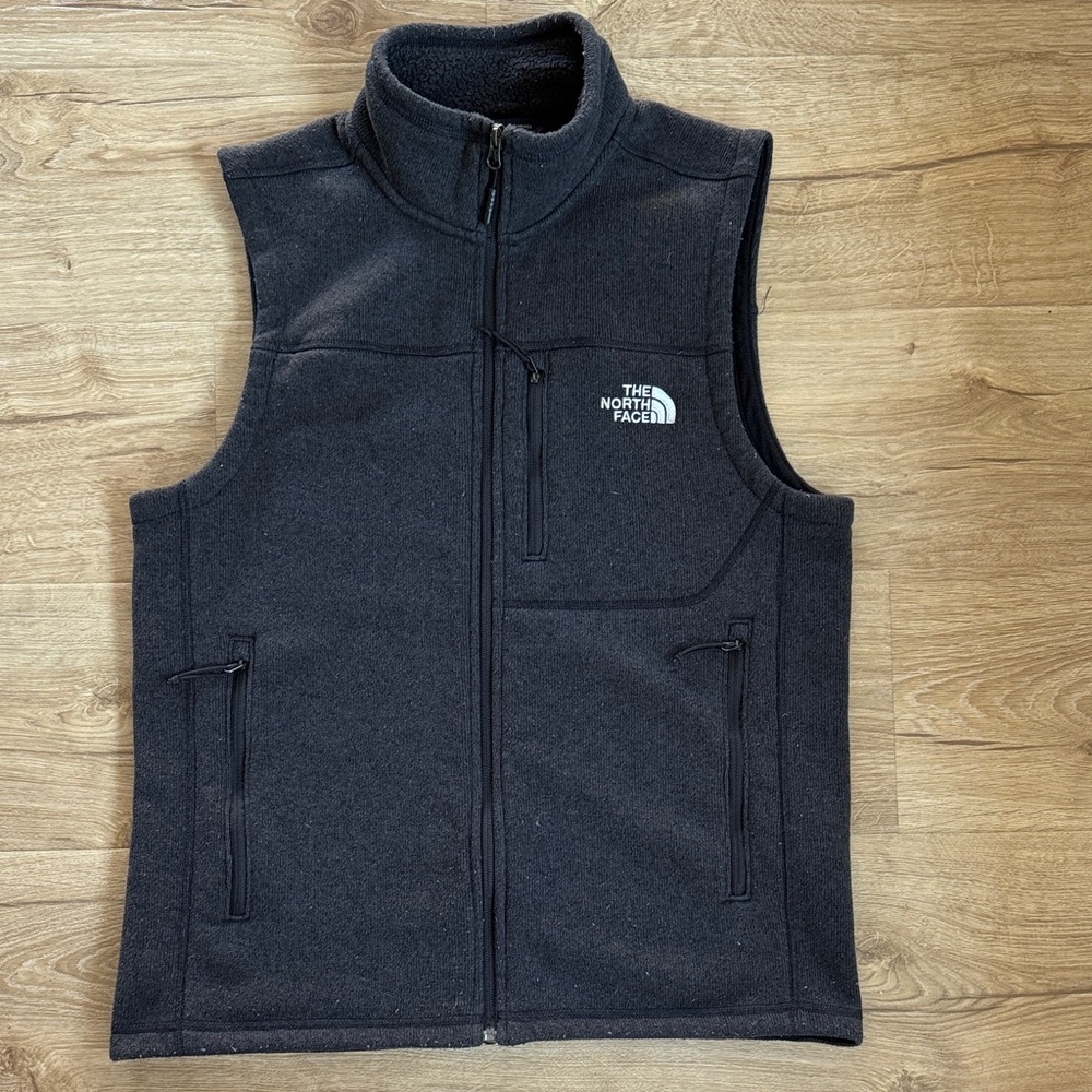 Men north face fleece vest charcoal sz medium